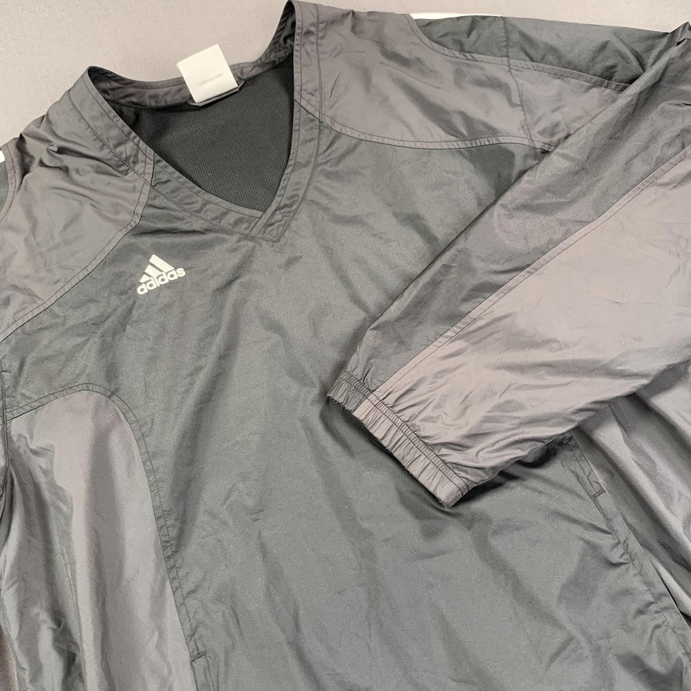 Adidas Pullover Jacket Men LG Climalite Windbreaker Pockets Athletic Golf Black